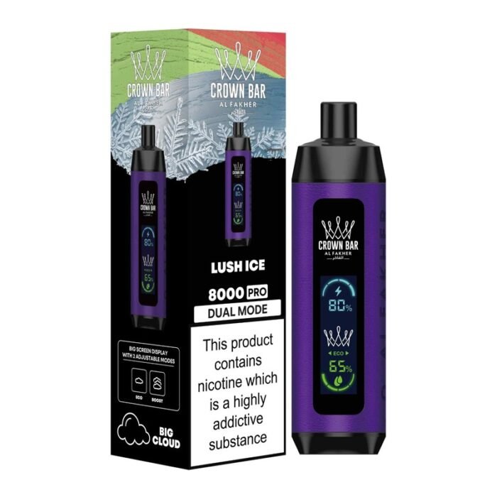 Al-Fakher-Crown-Bar-Pro-8000-Puffs-Best-DTL-Disposable-Vape-in-Dubai-Lush-Ice